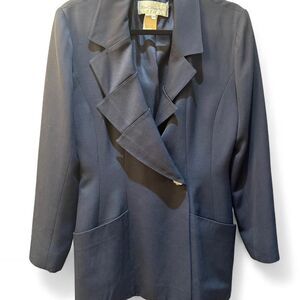 Vintage Kagerfeld Women's Navy Jacket, Made in France, Sz 38